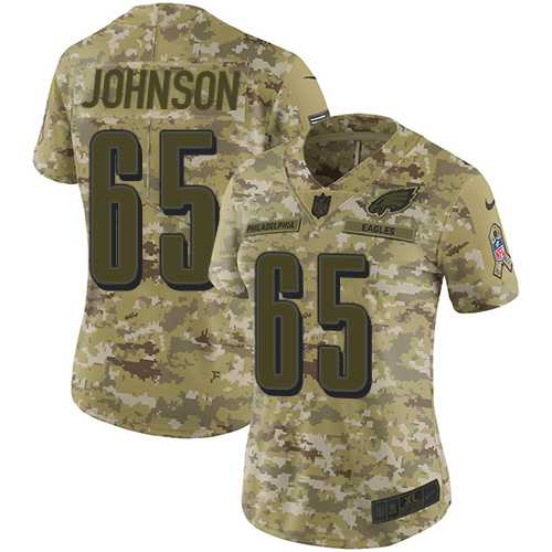 Women's Nike Philadelphia Eagles #65 Lane Johnson Camo Stitched NFL Limited 2018 Salute to Service Jersey