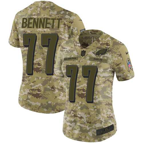 Women's Nike Philadelphia Eagles #77 Michael Bennett Camo Stitched NFL Limited 2018 Salute to Service Jersey