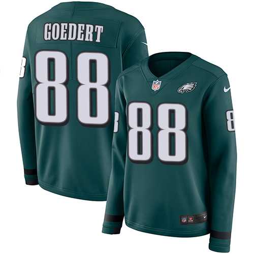 Women's Nike Philadelphia Eagles #88 Dallas Goedert Midnight Green Team Color Stitched NFL Limited Therma Long Sleeve Jersey