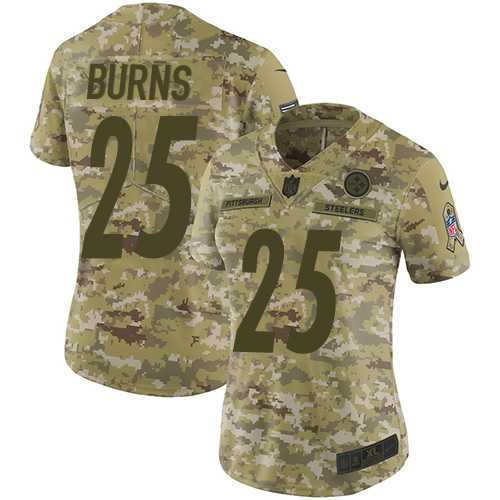 Women's Nike Pittsburgh Steelers #25 Artie Burns Camo Stitched NFL Limited 2018 Salute to Service Jersey