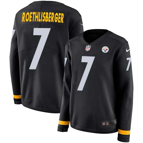 Women's Nike Pittsburgh Steelers #7 Ben Roethlisberger Black Team Color Stitched NFL Limited Therma Long Sleeve Jersey