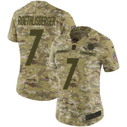 Women's Nike Pittsburgh Steelers #7 Ben Roethlisberger Camo Stitched NFL Limited 2018 Salute to Service Jersey