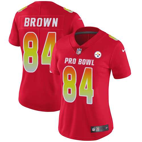 Women's Nike Pittsburgh Steelers #84 Antonio Brown Red Stitched NFL Limited AFC 2019 Pro Bowl Jersey