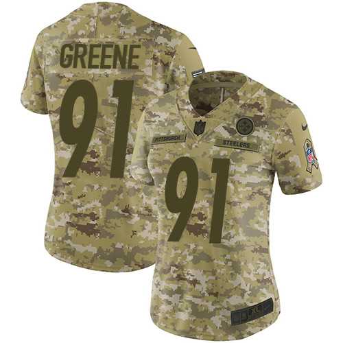 Women's Nike Pittsburgh Steelers #91 Kevin Greene Camo Stitched NFL Limited 2018 Salute to Service Jersey