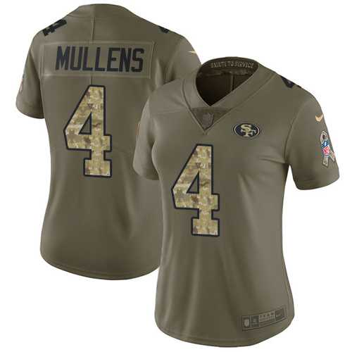 Women's Nike San Francisco 49ers #4 Nick Mullens Olive Camo Stitched NFL Limited 2017 Salute to Service Jersey