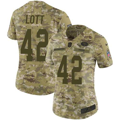 Women's Nike San Francisco 49ers #42 Ronnie Lott Camo Stitched NFL Limited 2018 Salute to Service Jersey