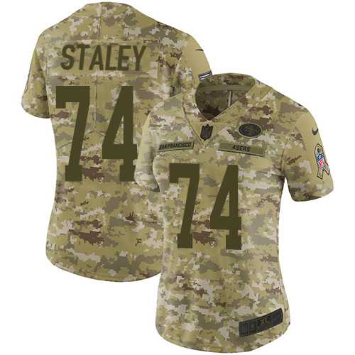 Women's Nike San Francisco 49ers #74 Joe Staley Camo Stitched NFL Limited 2018 Salute to Service Jersey