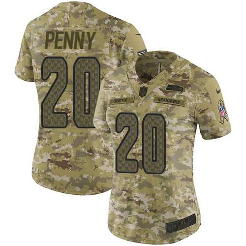 Women's Nike Seattle Seahawks #20 Rashaad Penny Camo Stitched NFL Limited 2018 Salute to Service Jersey