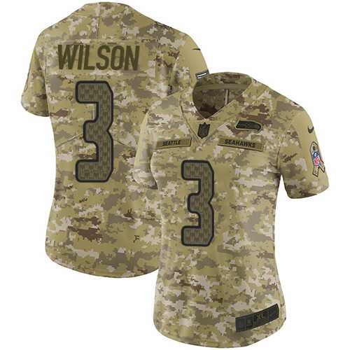Women's Nike Seattle Seahawks #3 Russell Wilson Camo Stitched NFL Limited 2018 Salute to Service Jersey