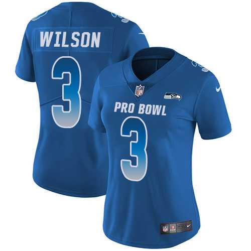Women's Nike Seattle Seahawks #3 Russell Wilson Royal Stitched NFL Limited NFC 2019 Pro Bowl Jersey