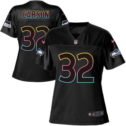 Women's Nike Seattle Seahawks #32 Chris Carson Black NFL Fashion Game Jersey