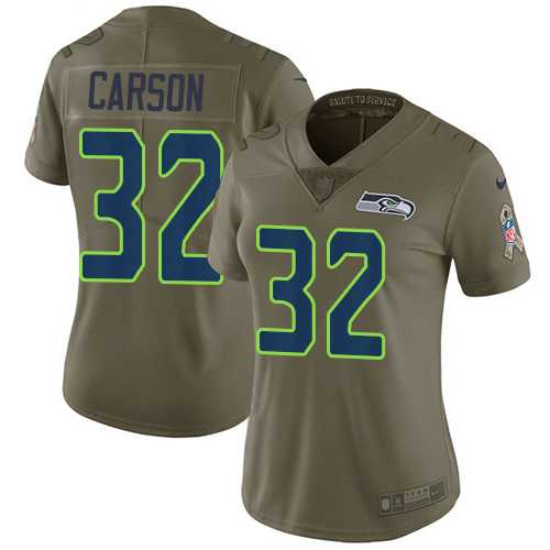 Women's Nike Seattle Seahawks #32 Chris Carson Olive Stitched NFL Limited 2017 Salute to Service Jersey