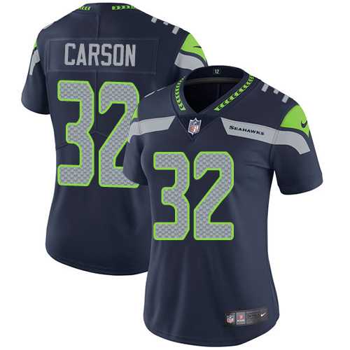 Women's Nike Seattle Seahawks #32 Chris Carson Steel Blue Team Color Stitched NFL Vapor Untouchable Limited Jersey
