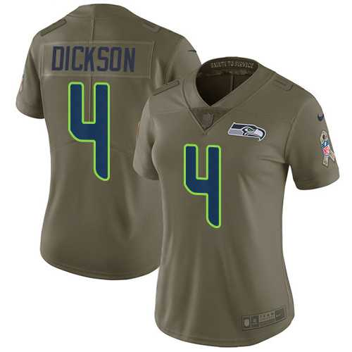 Women's Nike Seattle Seahawks #4 Michael Dickson Olive Stitched NFL Limited 2017 Salute to Service Jersey