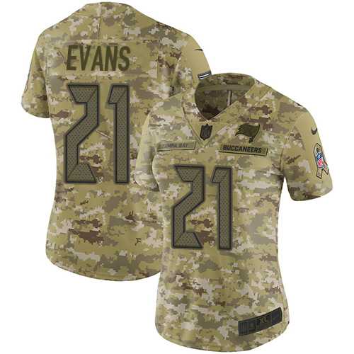 Women's Nike Tampa Bay Buccaneers #21 Justin Evans Camo Stitched NFL Limited 2018 Salute to Service Jersey