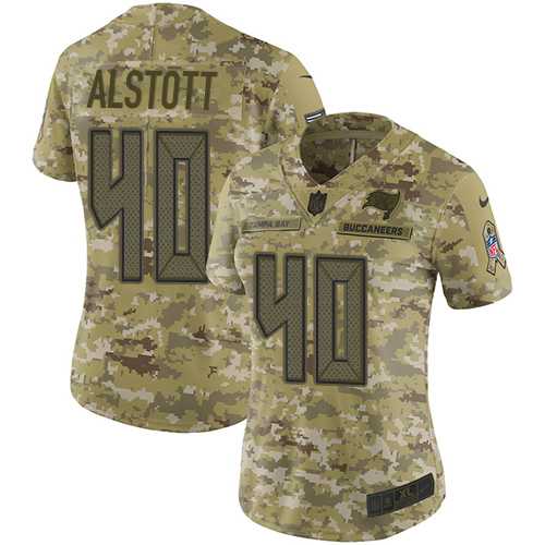 Women's Nike Tampa Bay Buccaneers #40 Mike Alstott Camo Stitched NFL Limited 2018 Salute to Service Jersey