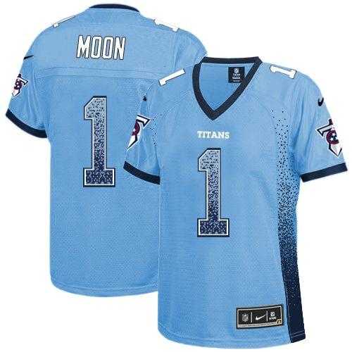 Women's Nike Tennessee Titans #1 Warren Moon Light Blue Alternate Stitched NFL Elite Drift Fashion Jersey