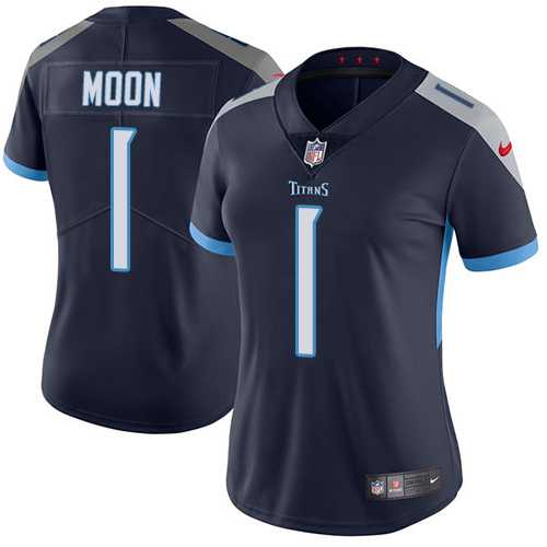 Women's Nike Tennessee Titans #1 Warren Moon Navy Blue Team Color Stitched NFL Vapor Untouchable Limited Jersey