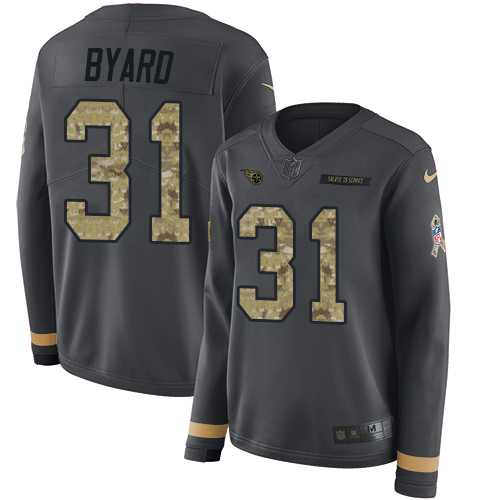 Women's Nike Tennessee Titans #31 Kevin Byard Anthracite Salute to Service Stitched NFL Limited Therma Long Sleeve Jersey
