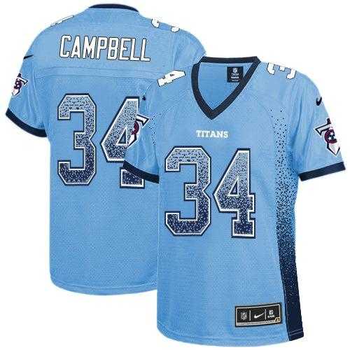 Women's Nike Tennessee Titans #34 Earl Campbell Light Blue Alternate Stitched NFL Elite Drift Fashion Jersey