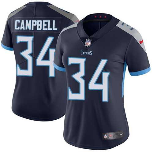 Women's Nike Tennessee Titans #34 Earl Campbell Navy Blue Team Color Stitched NFL Vapor Untouchable Limited Jersey