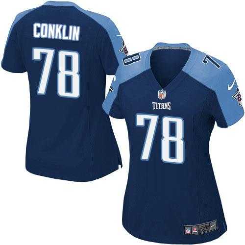 Women's Nike Tennessee Titans #78 Jack Conklin Navy Blue Team Color Stitched NFL Elite Jersey