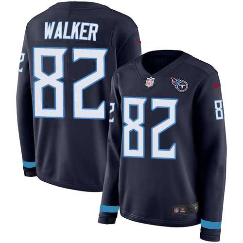 Women's Nike Tennessee Titans #82 Delanie Walker Navy Blue Team Color Stitched NFL Limited Therma Long Sleeve Jersey