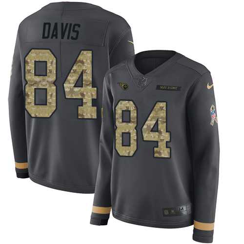 Women's Nike Tennessee Titans #84 Corey Davis Anthracite Salute to Service Stitched NFL Limited Therma Long Sleeve Jersey