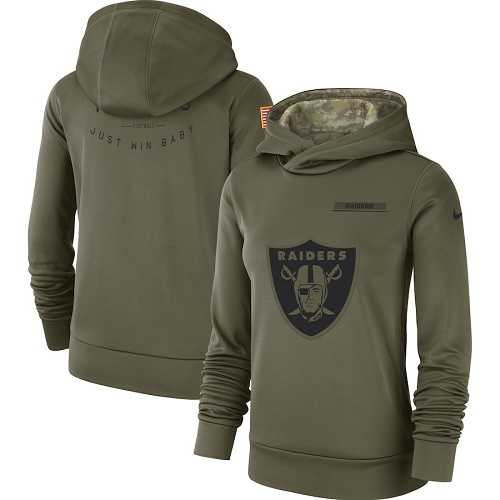 Women's Oakland Raiders Nike Olive Salute to Service Sideline Therma Performance Pullover Hoodie