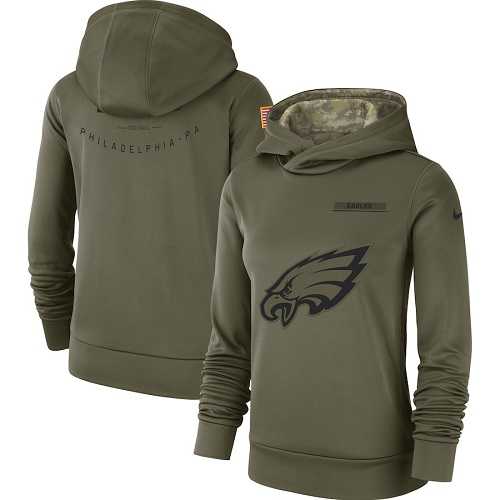 Women's Philadelphia Eagles Nike Olive Salute to Service Sideline Therma Performance Pullover Hoodie