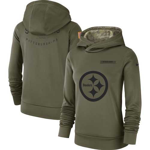 Women's Pittsburgh Steelers Nike Olive Salute to Service Sideline Therma Performance Pullover Hoodie
