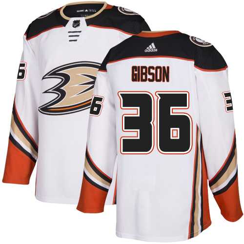 Youth Adidas Anaheim Ducks #36 John Gibson White Road Authentic Stitched NHL Jersey