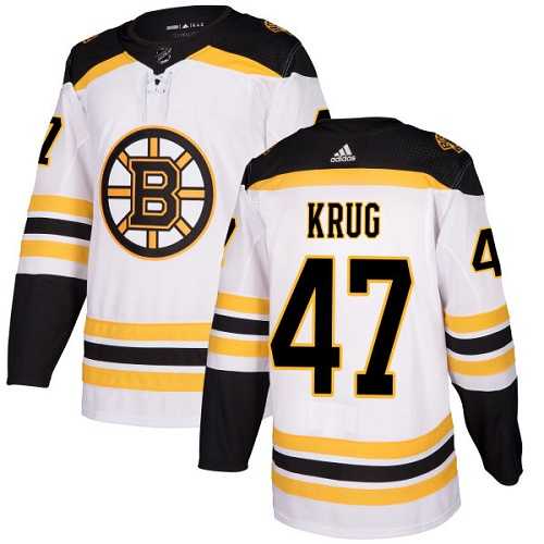 Youth Adidas Boston Bruins #47 Torey Krug White Road Authentic Stitched NHL Jersey