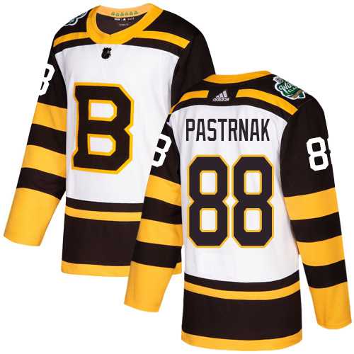 Youth Adidas Boston Bruins #88 David Pastrnak White Authentic 2019 Winter Classic Stitched NHL Jersey