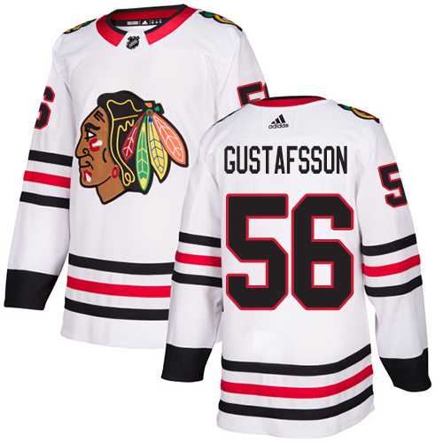 Youth Adidas Chicago Blackhawks #56 Erik Gustafsson White Road Authentic Stitched NHL Jersey