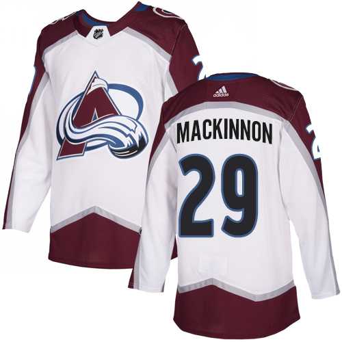 Youth Adidas Colorado Avalanche #29 Nathan MacKinnon White Road Authentic Stitched NHL Jersey