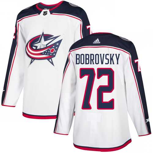 Youth Adidas Columbus Blue Jackets #72 Sergei Bobrovsky White Road Authentic Stitched NHL Jersey