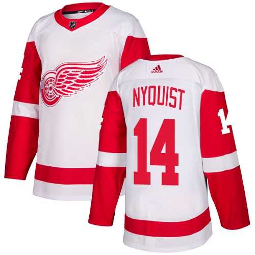 Youth Adidas Detroit Red Wings #14 Gustav Nyquist White Road Authentic Stitched NHL Jersey