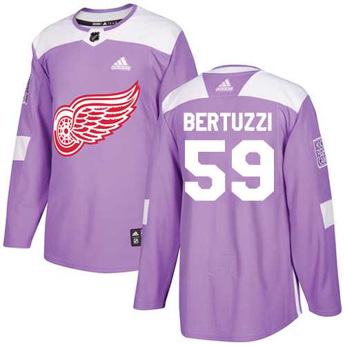 Youth Adidas Detroit Red Wings #59 Tyler Bertuzzi Purple Authentic Fights Cancer Stitched NHL Jersey