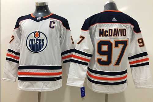 Youth Adidas Edmonton Oilers #97 Connor McDavid White Road Authentic Stitched NHL Jersey