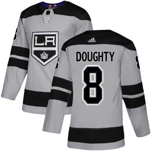 Youth Adidas Los Angeles Kings #8 Drew Doughty Gray Alternate Authentic Stitched NHL Jersey
