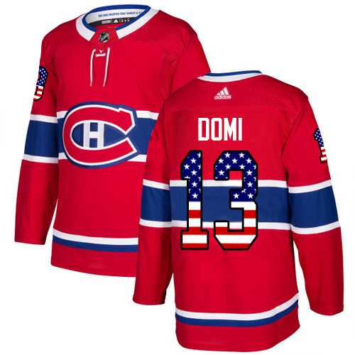 Youth Adidas Montreal Canadiens #13 Max Domi Red Home Authentic USA Flag Stitched NHL Jersey