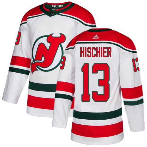 Youth Adidas New Jersey Devils #13 Nico Hischier White Alternate Authentic Stitched NHL Jersey
