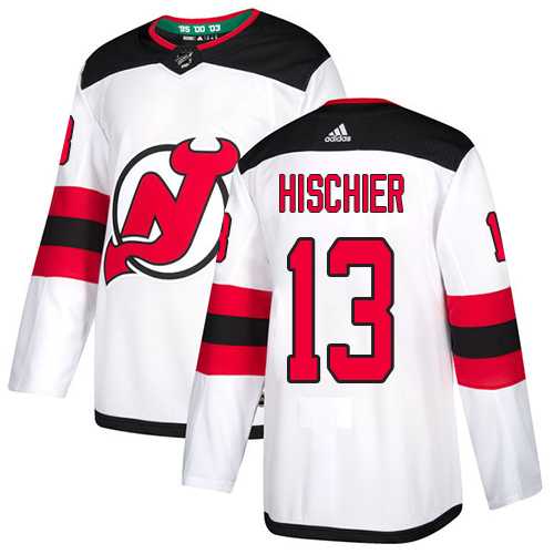 Youth Adidas New Jersey Devils #13 Nico Hischier White Road Authentic Stitched NHL Jersey