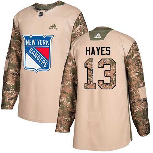 Youth Adidas New York Rangers #13 Kevin Hayes Camo Authentic 2017 Veterans Day Stitched NHL Jersey
