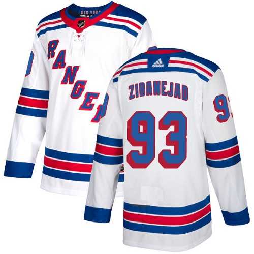 Youth Adidas New York Rangers #93 Mika Zibanejad White Road Authentic Stitched NHL Jersey
