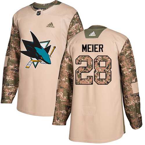 Youth Adidas San Jose Sharks #28 Timo Meier Camo Authentic 2017 Veterans Day Stitched NHL Jersey