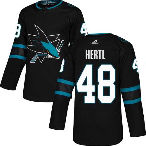Youth Adidas San Jose Sharks #48 Tomas Hertl Black Alternate Authentic Stitched NHL Jersey