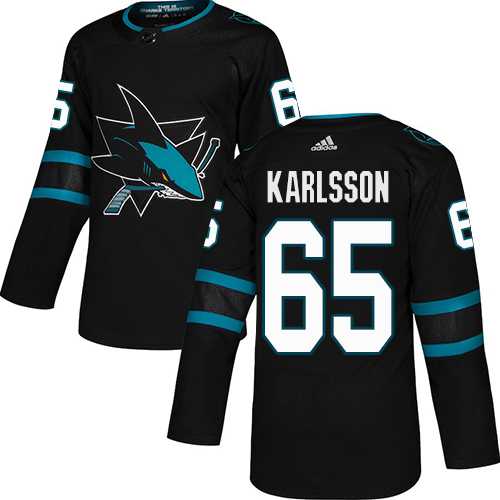 Youth Adidas San Jose Sharks #65 Erik Karlsson Black Alternate Authentic Stitched NHL Jersey