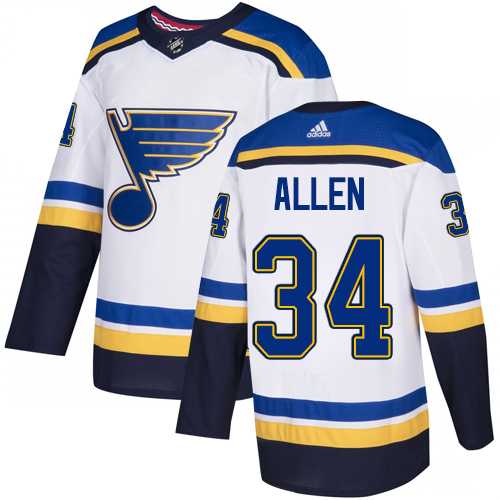 Youth Adidas St. Louis Blues #34 Jake Allen White Road Authentic Stitched NHL Jersey